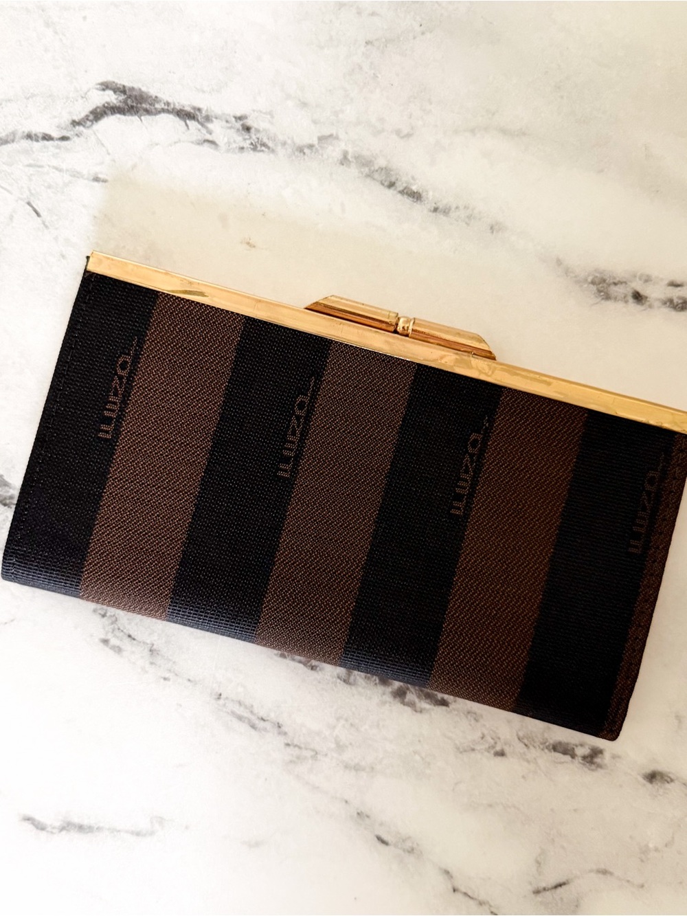 Vintage Small Fendi Pequin Striped Snap Top Coin Wallet - Picture 2 of 7